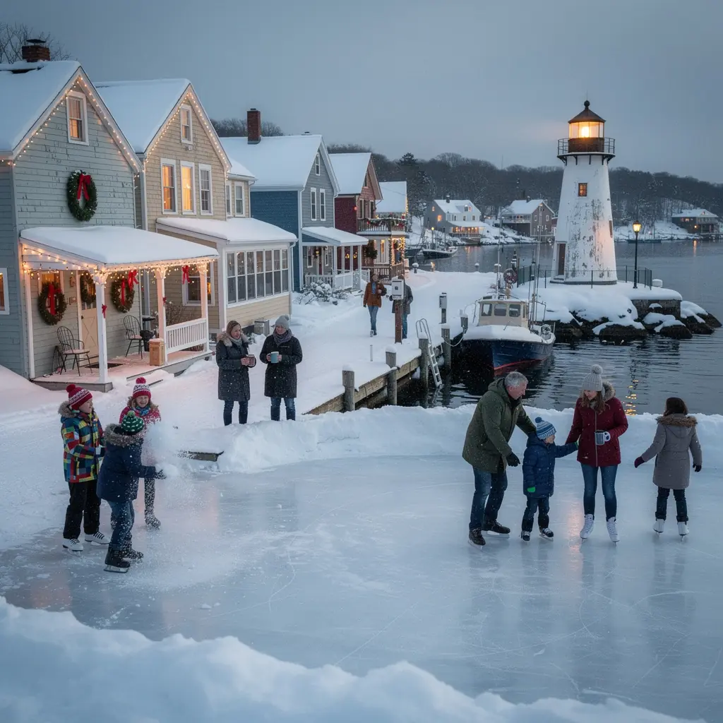 Туристы наслаждаются морепродуктами в уютном ресторане с видом на порт.