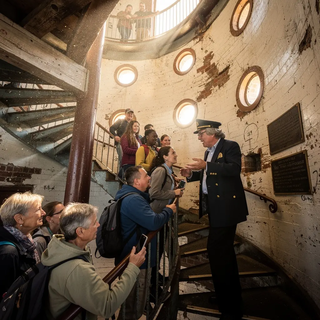 Пейзаж с красочными лодками, пришвартованными у причала, и спокойным морем.